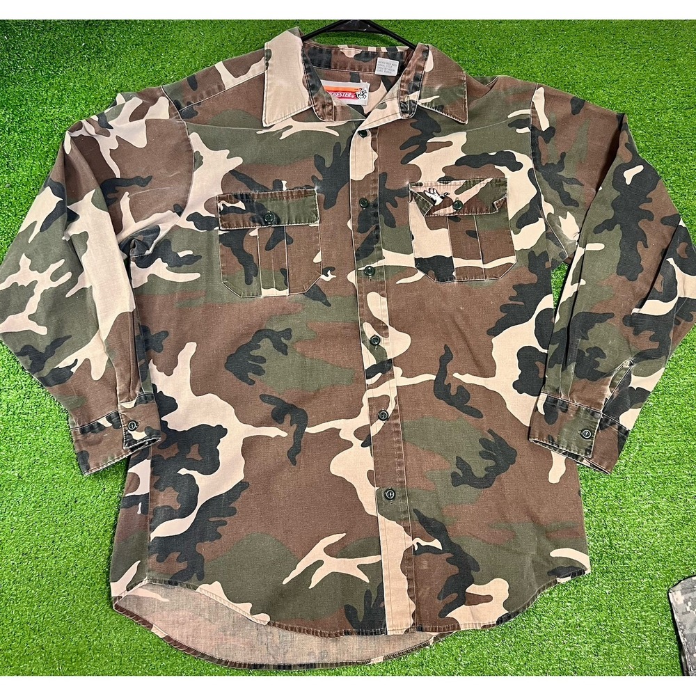 90s Vintage Winchester Shirt Camo Mallard Duck Embroidered Long Sleeve LG‎